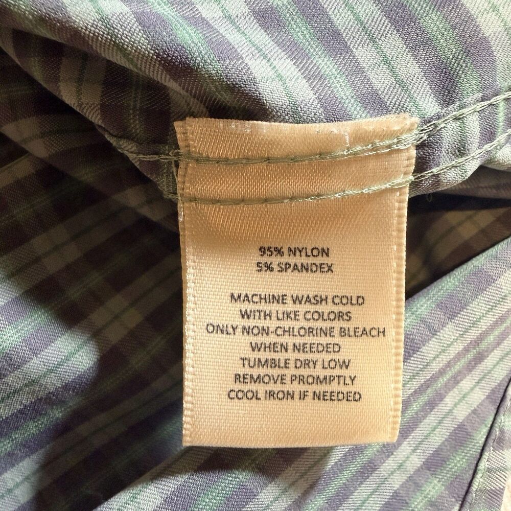 Onward Reserve Shirt Mens Large Blue Plaid Nylon Stretch Tailored Fit Button-Up - Picture 7 of 10